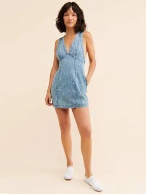 Free People Corinne Denim Shift NWOT